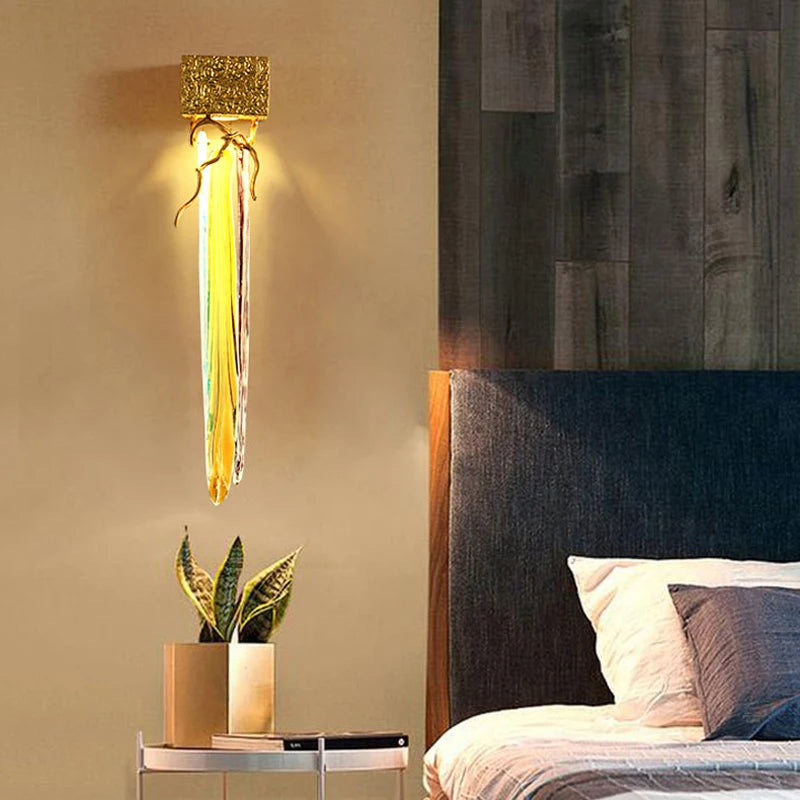 Modern and elegant crystal and copper wall light for interiors