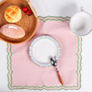 Embroidered cotton napkin with lotus edge, country style