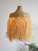 Handwoven rattan pendant light in natural wabi sabi style
