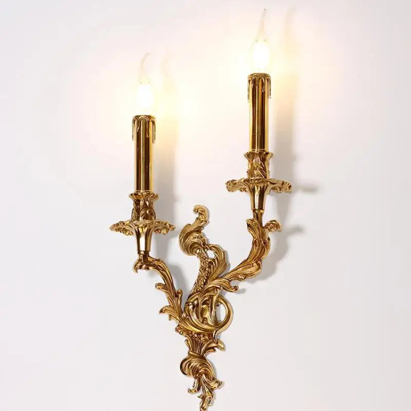 Retro brass wall light American style with interior mirror