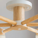 Decorative Nordic glass and wood chandelier