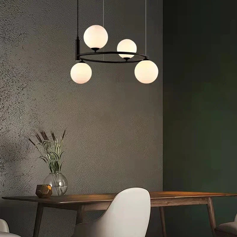 Nordic glass LED chandelier for home decoration - vue 4 sur 12