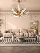 Dimmable copper and glass LED chandelier for indoor use