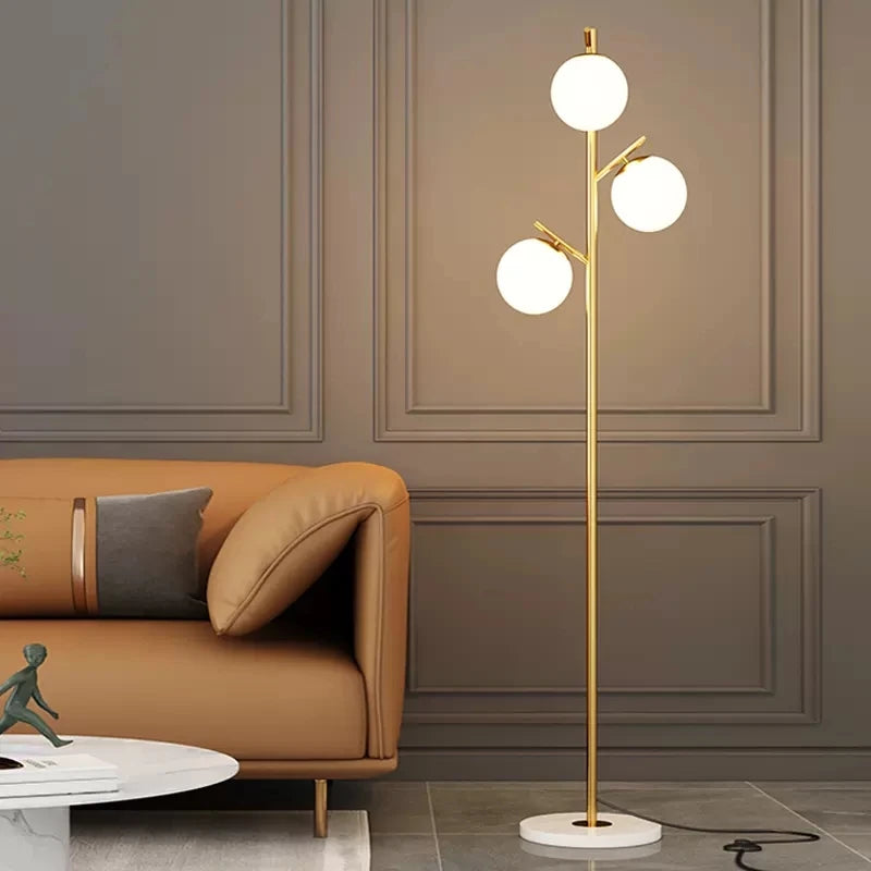 Modern glass floor lamps LED round spheres minimalist standing lighting E27