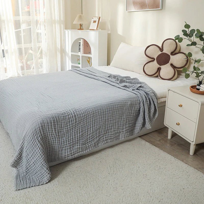 Lightweight cotton muslin throw boho style for living room or bedroom