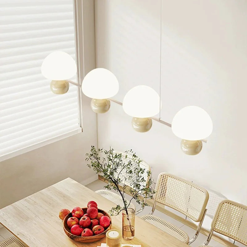 Modern adjustable white metal and glass pendant light