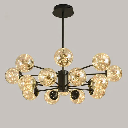 Modern star chandelier with decorative glass lampshade - vue 4 sur 24