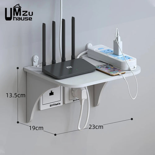 floating shelf for router and wall storage accessories