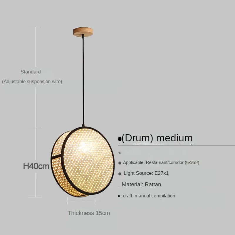 Creative woven rattan chandelier for elegant interior decor - vue 8 sur 9