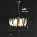 Art deco inspired LED crystal chandelier with white and grey feathers