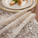 Vintage beige boho floral lace table runner