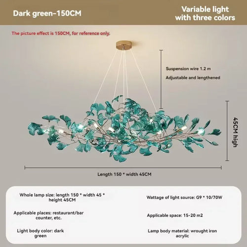 Artpad Nordic romantic chandelier with acrylic leaves for the home - vue 13 sur 21