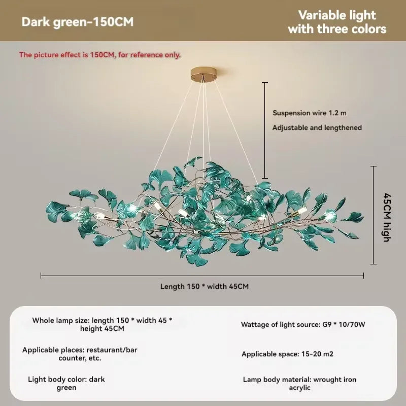 Artpad Nordic romantic chandelier with acrylic leaves for the home - vue 12 sur 21