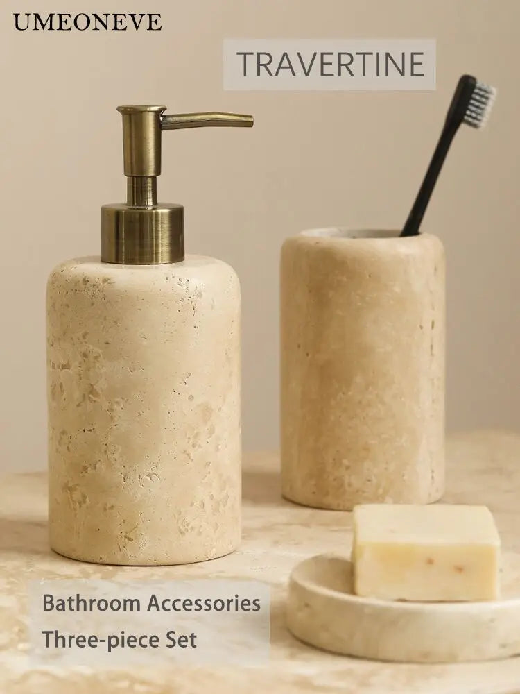 luxury travertine toothbrush holder for bathroom - vue 11 sur 15