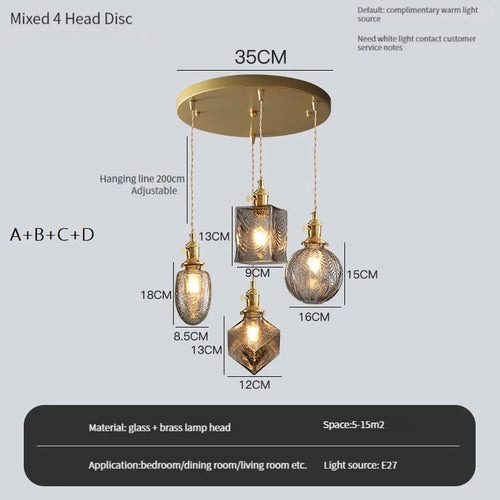 Vintage pendant light with switch and crystal glass shade - vue 14 sur 22