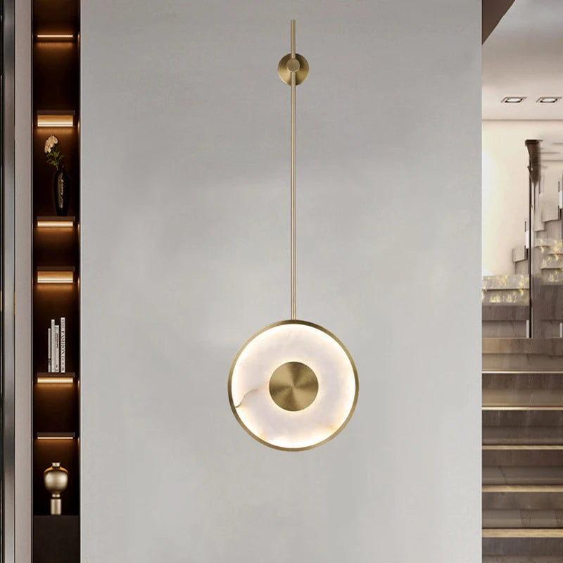 Modern marble and gold metal wall light for restaurants