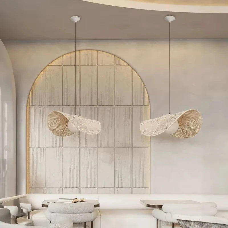 Japanese rattan pendant light wabi sabi style for modern decor - vue 3 sur 10