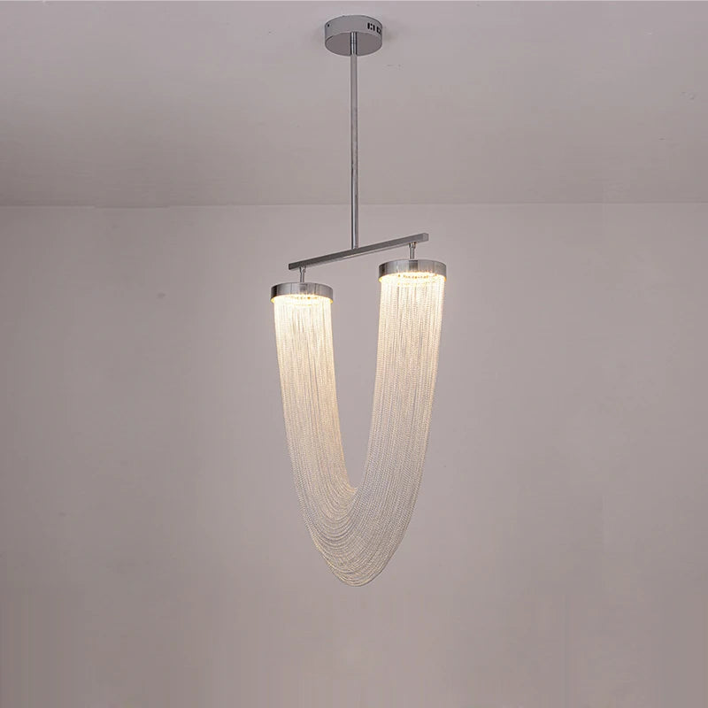 lustre art déco led dimmable en aluminium doré design élégant moderne - vue 3 sur 21