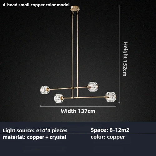 Modern American style crystal chandelier in polished copper - vue 8 sur 10