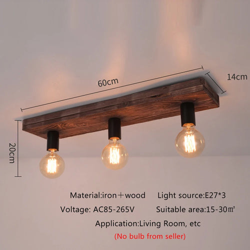 Vintage creative wooden chandelier solid wood ceiling light for restaurant, living room, hallway or café - vue 2 sur 7