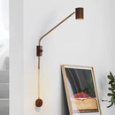 Vintage wooden swing arm wall light for hotel or café