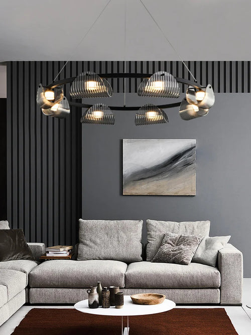 Creative glass and iron pendant light for interior decor - vue 3 sur 10
