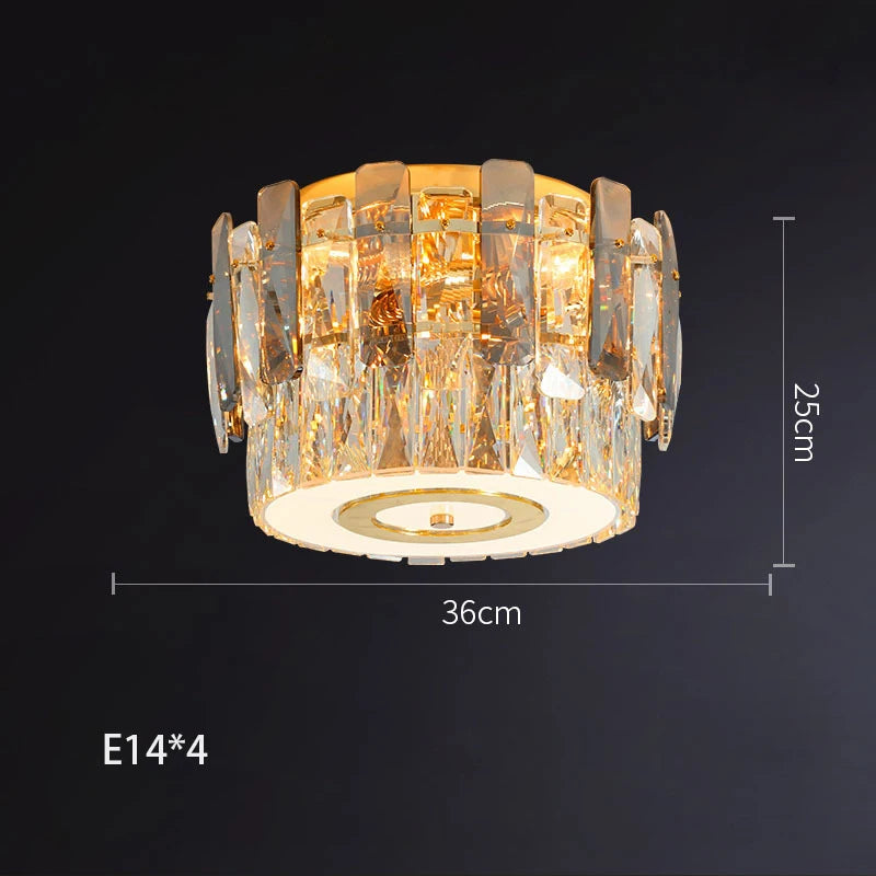 Modern round dimmable LED crystal glass ceiling light