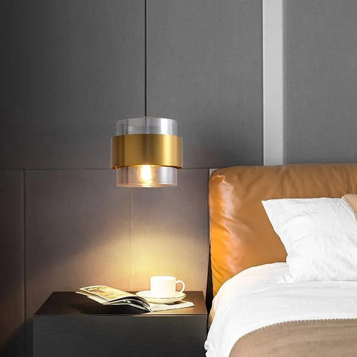 Modern minimalist gold art glass pendant light - vue 7 sur 15