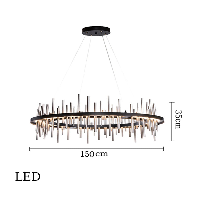 Minimalist black stainless steel postmodern chandelier - vue 13 sur 16