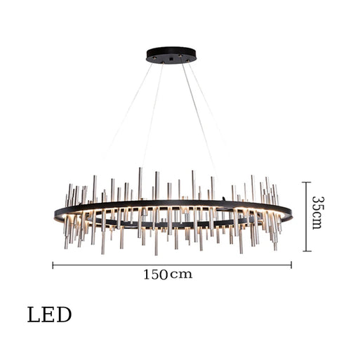 Minimalist black stainless steel chandelier modern design - vue 12 sur 16