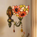 Turkish flower wall light with decorative baroque glass lampshade