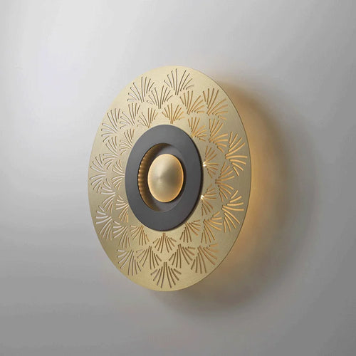 Carved copper wall light with decorative LED lighting - vue 5 sur 12