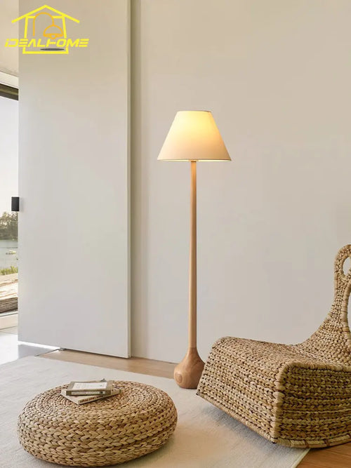 Japanese wabi sabi solid wood decorative floor lamp zen art LED - vue 2 sur 9