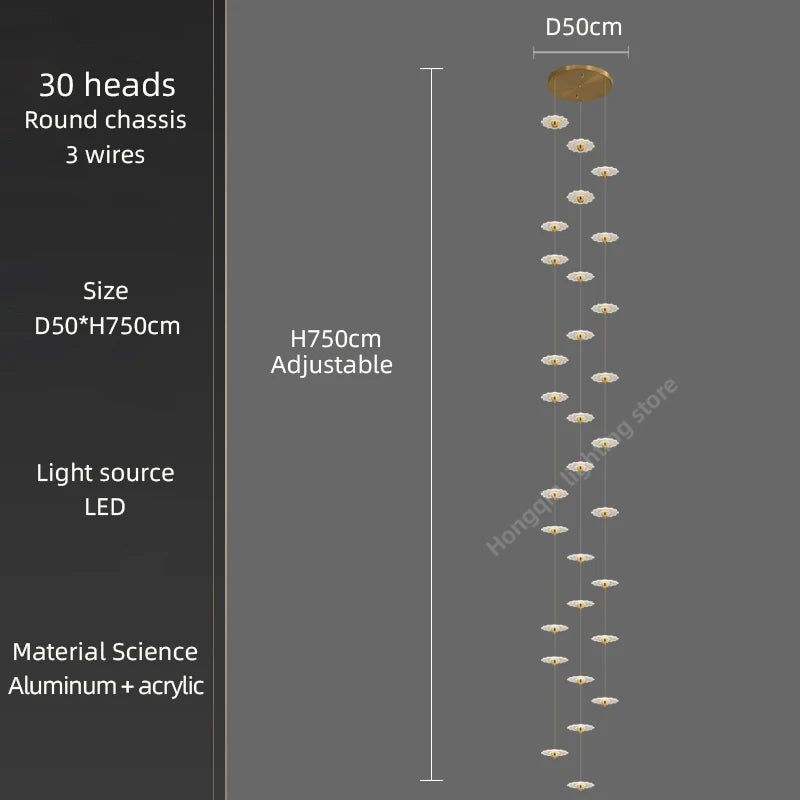 Modern LED chandelier for decorative indoor lighting - vue 20 sur 26