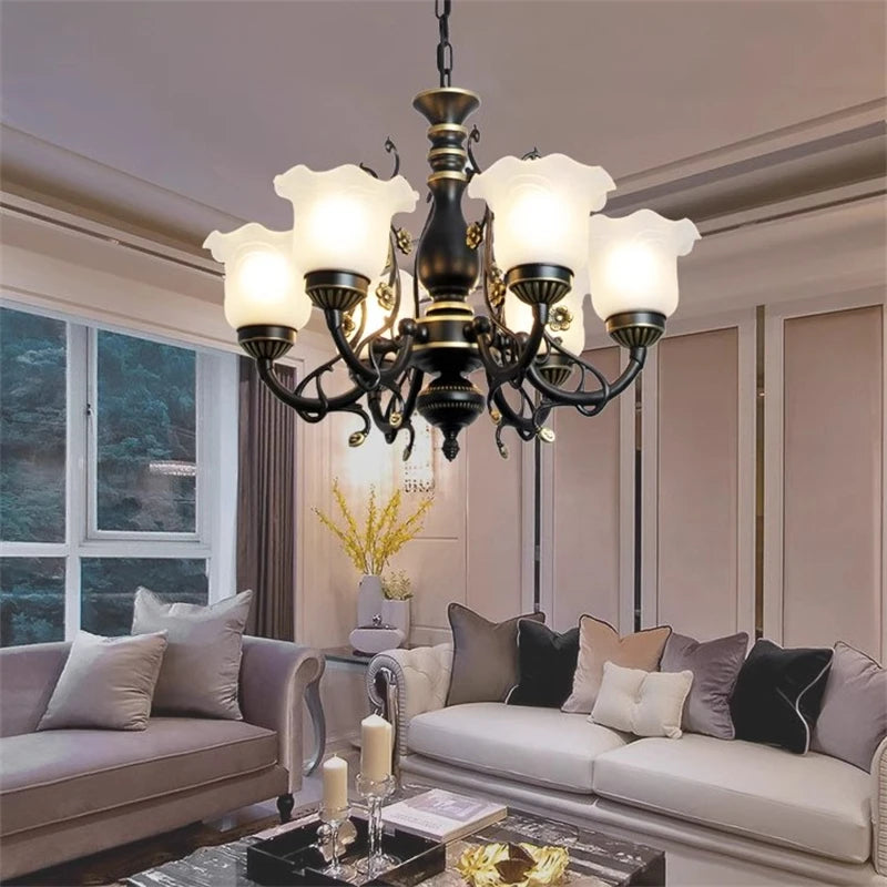 European vintage glass chandelier for interior decor