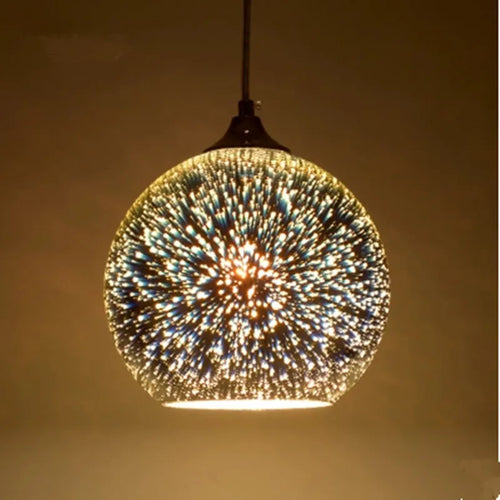 3D firework stained glass pendant light - vue 3 sur 12