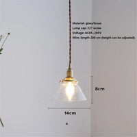 Retro glass and brass pendant light for interior decoration