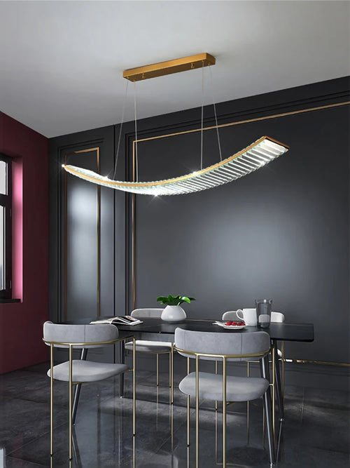 Nordic LED crystal chandelier for modern rectangular kitchen - vue 4 sur 8