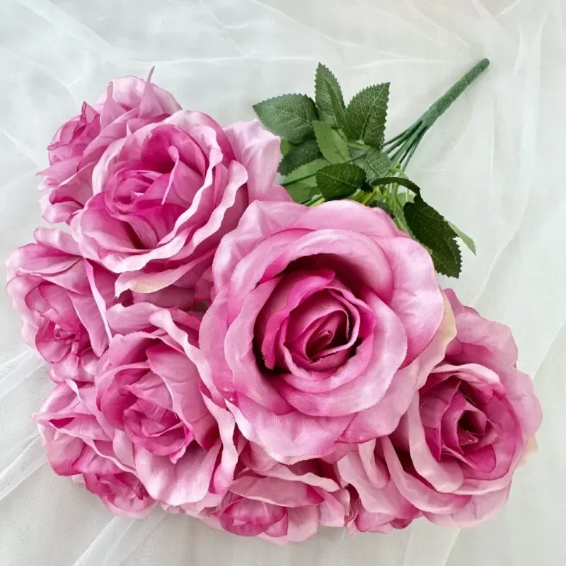 Artificial silk rose bouquet for interior decoration