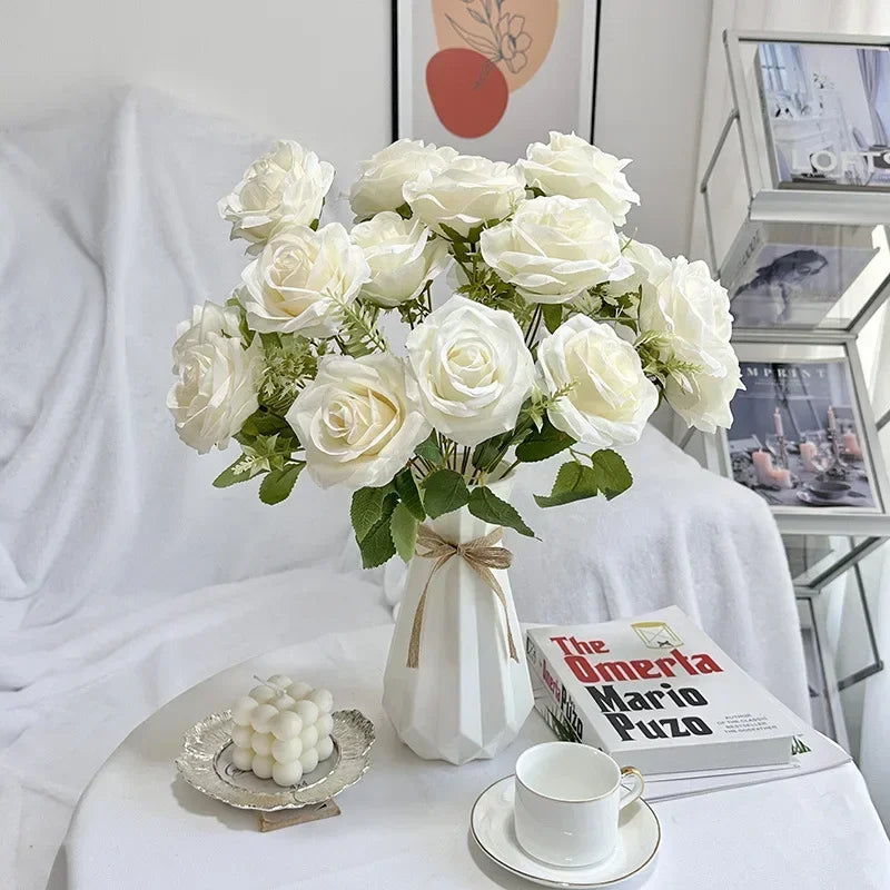Artificial silk rose bouquet for wedding decor