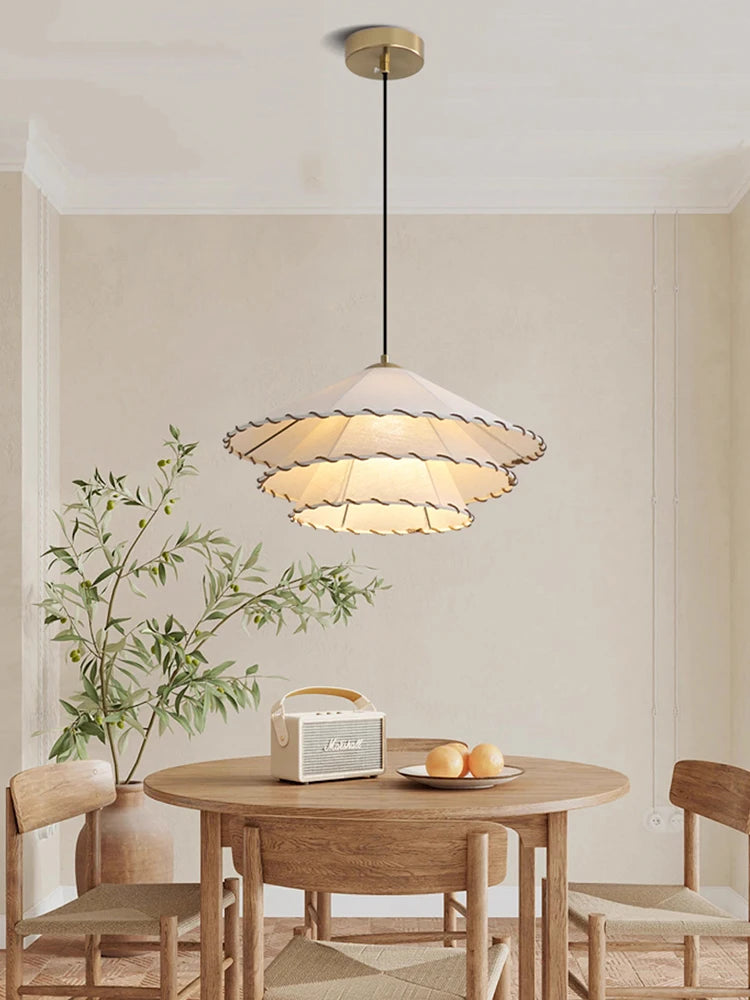 Nordic fabric LED pendant light for dining room, bedroom, and home decor
