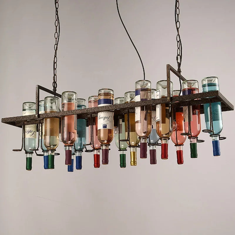 Vintage industrial nordic creative wine bottle chandelier - vue 4 sur 10