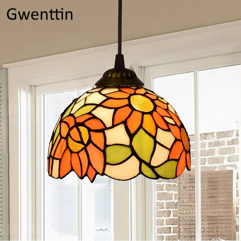 Tiffany-style stained glass pendant light for modern decor