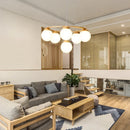 Modern multi-head glass LED chandelier for indoor use