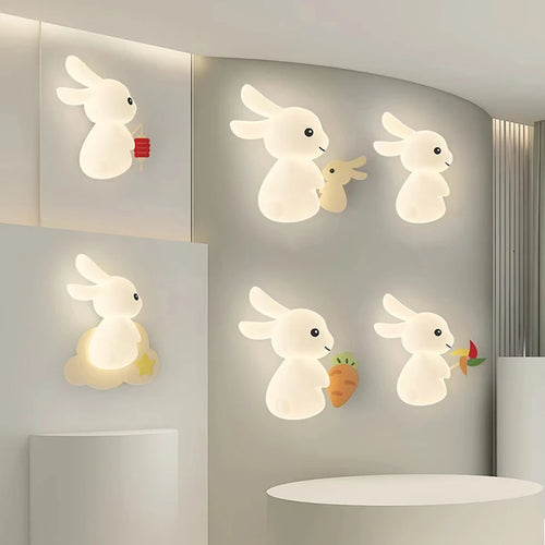 Children's wall light with bunny, carrot and cloud design - vue 2 sur 12