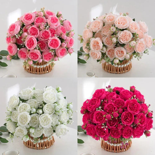 Artificial peony bouquet for indoor floral decoration - vue 3 sur 17