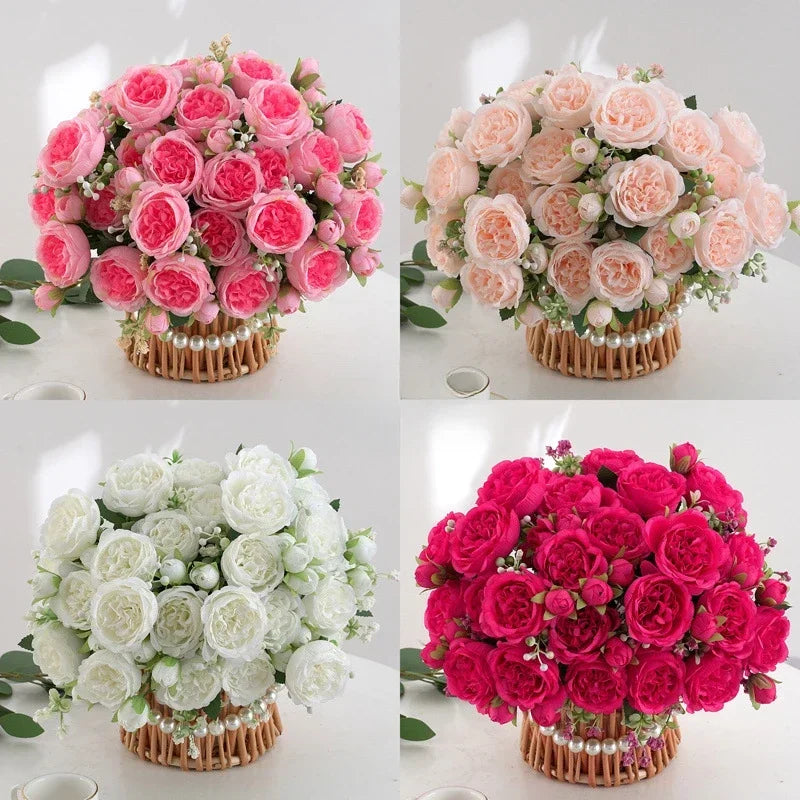 Artificial peony bouquet for indoor floral decoration