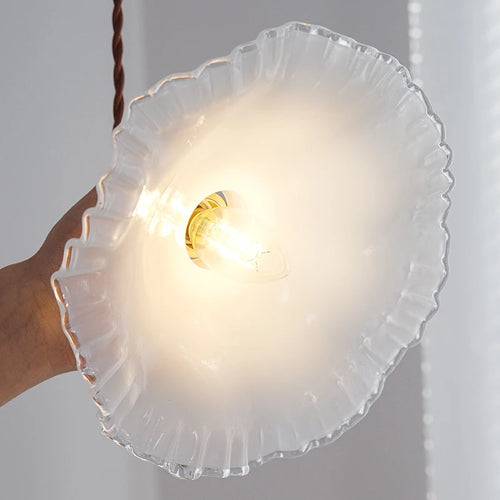 Nordic vintage glass and brass pendant light - vue 6 sur 6