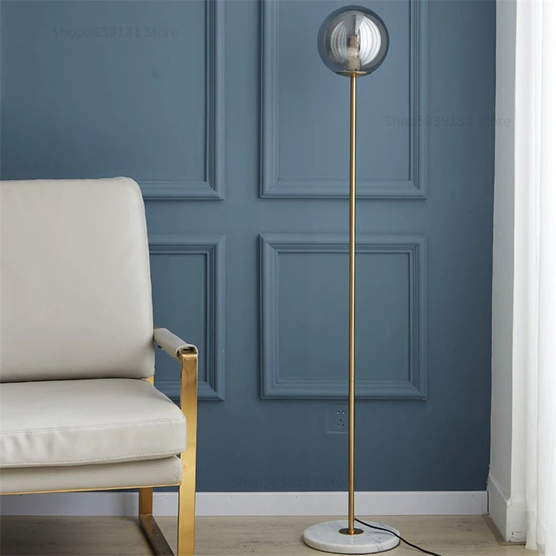 Nordic creative vertical milky glass LED floor lamp