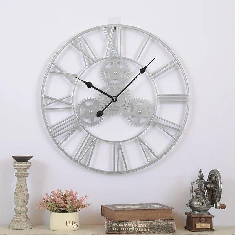 3D retro wall clock luxury large decorative gear craft - vue 3 sur 7